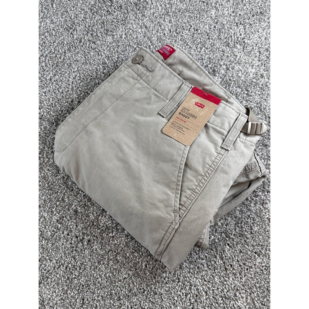 Levis XX Cargo Baggy Pants Mens 34x34 Tan Khaki Cotton Tapered Leg Street New